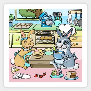 Bunny couple baking Sticker